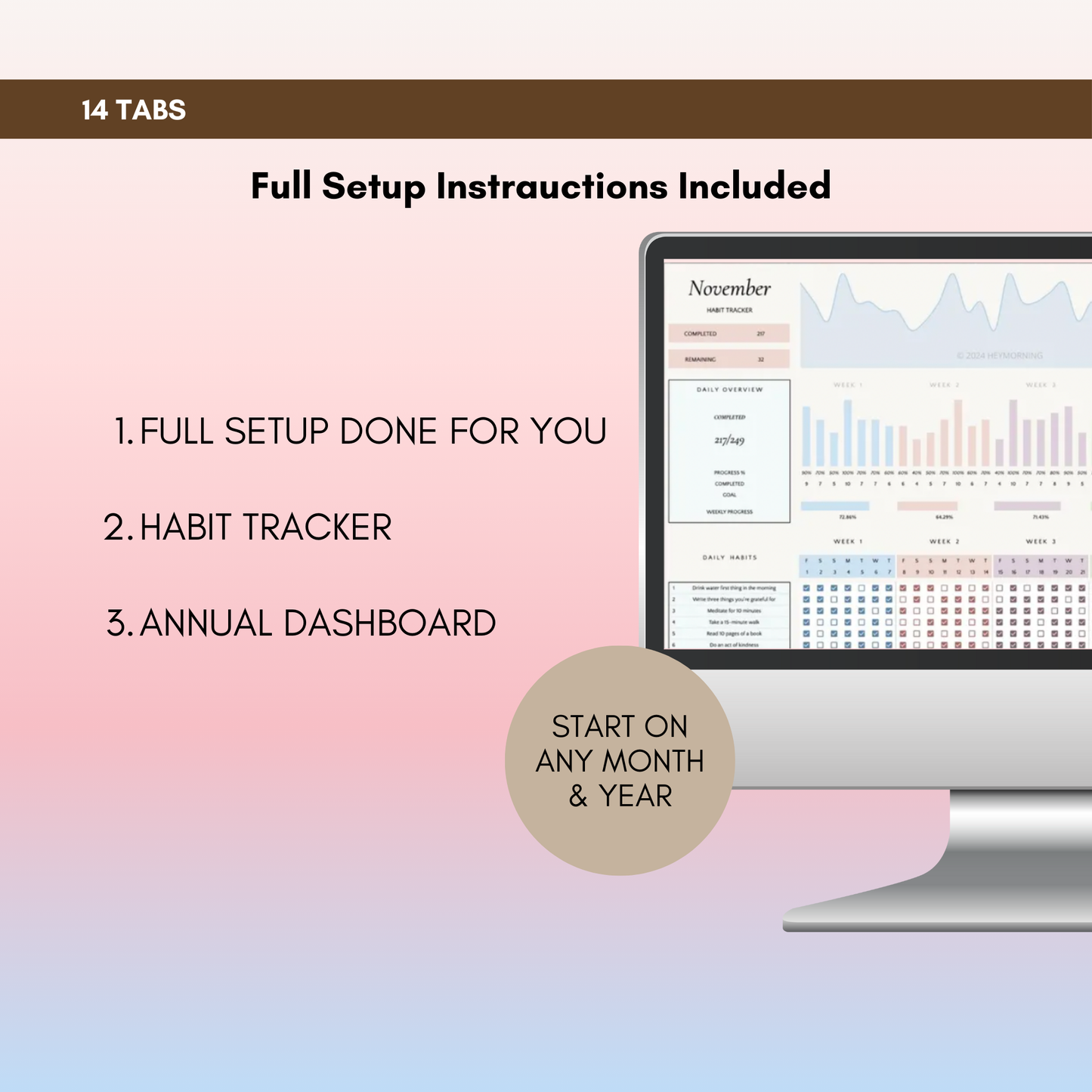 His & Her All-In-One Fitness Tracker with (Free) Annual Habit Tracker