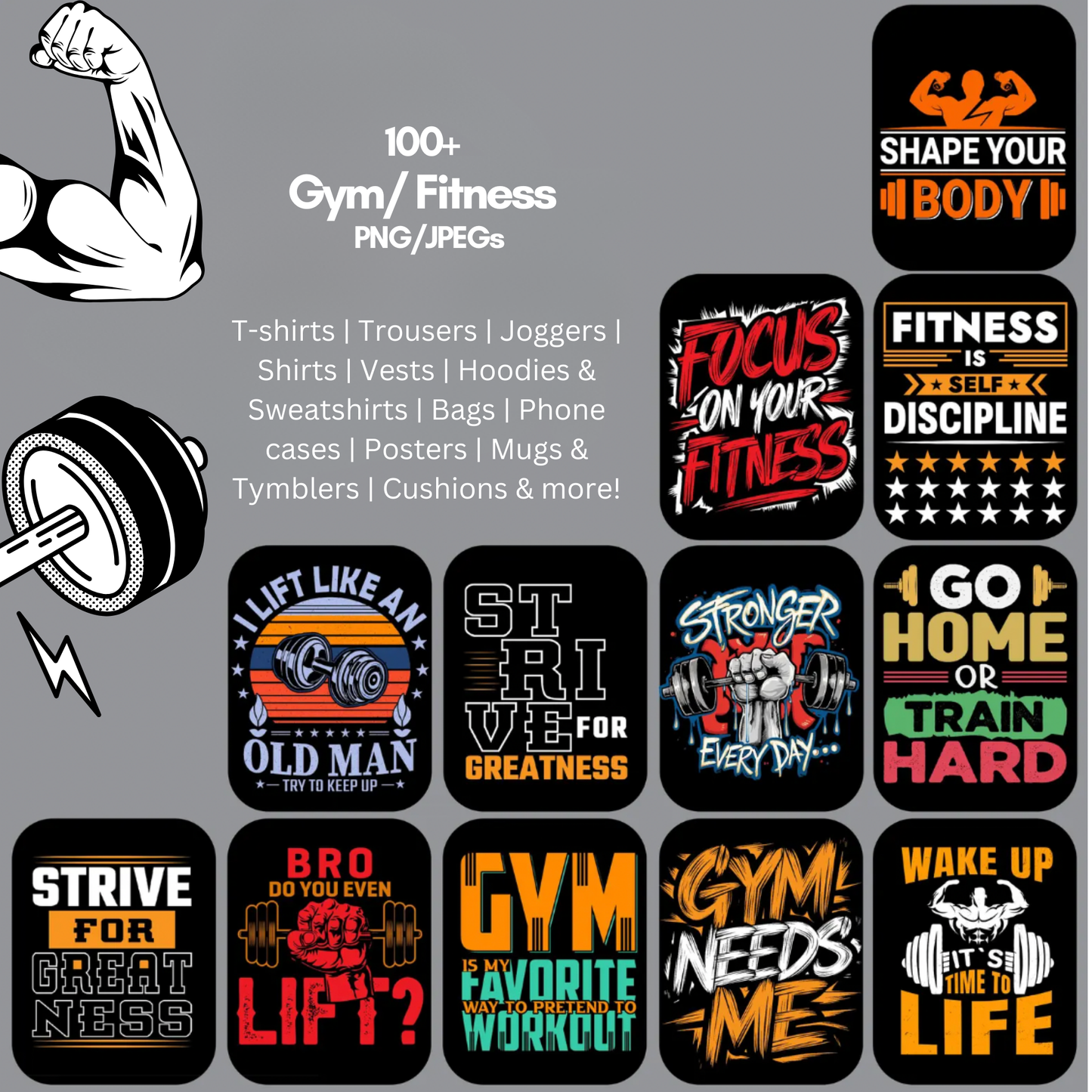 POD Bundle: Gym & Fitness Quotes