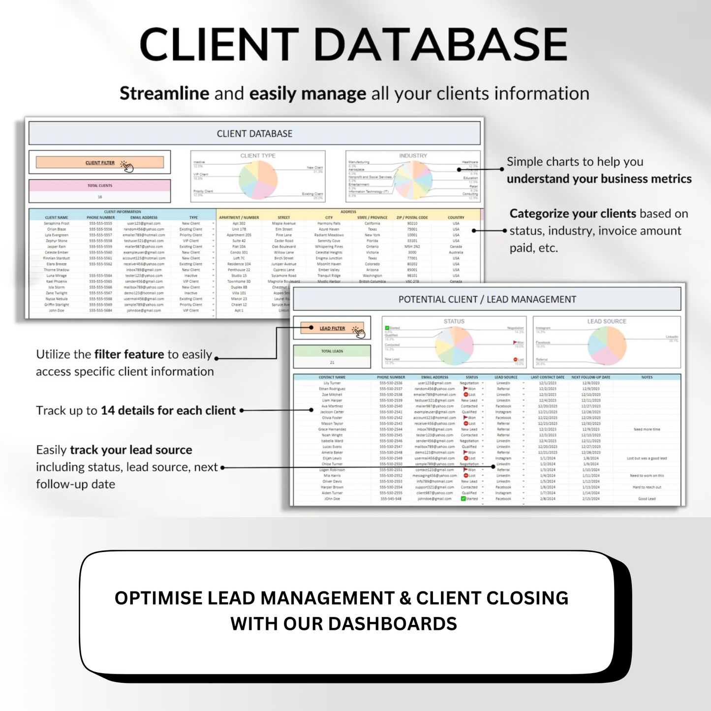 All-In-One Client Tracker & Lead Management Spreadsheet