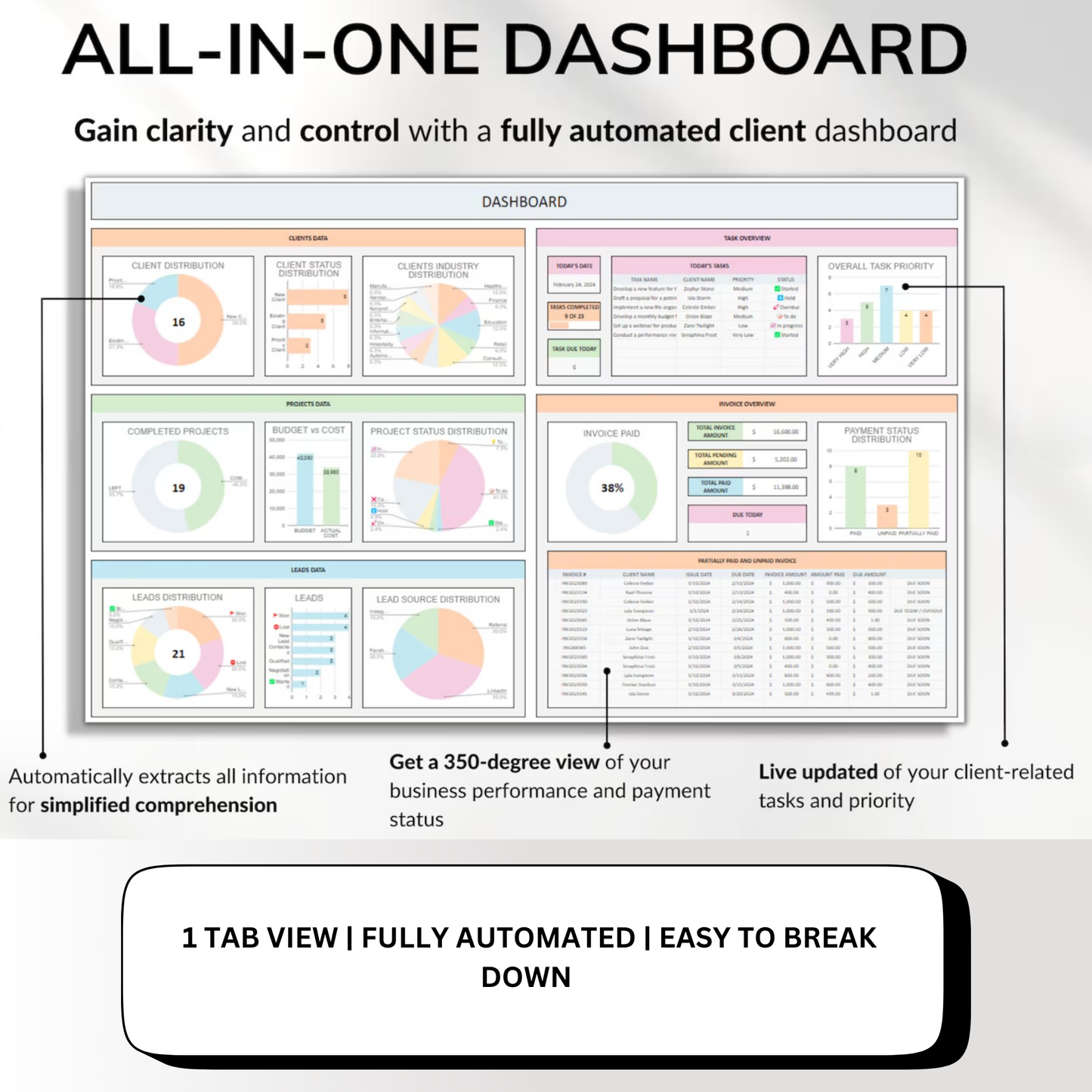 All-In-One Client Tracker & Lead Management Spreadsheet