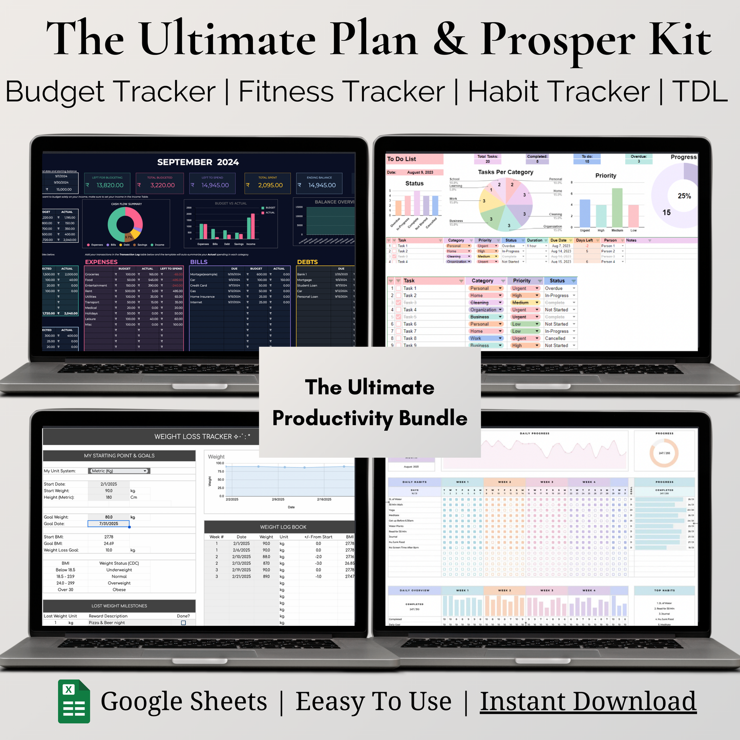 The Ultimate Life Mastery Kit : Budget, Fitness, Habits and Task master - All in One!